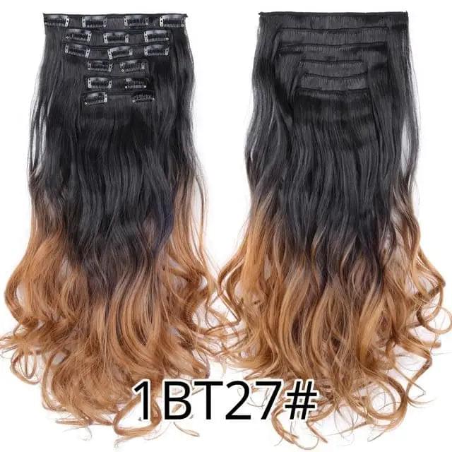 22 Inch Clip in Body Wave Synthetic Hair Extensions Set - Image 10