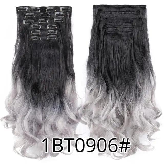 22 Inch Clip in Body Wave Synthetic Hair Extensions Set - Image 11
