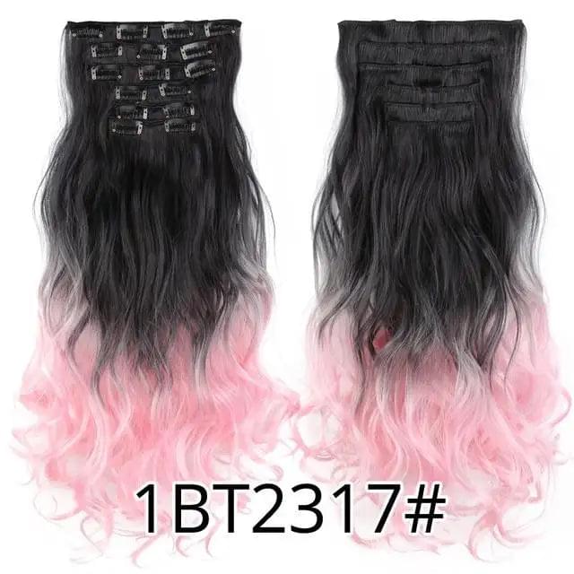 22 Inch Clip in Body Wave Synthetic Hair Extensions Set - Image 12