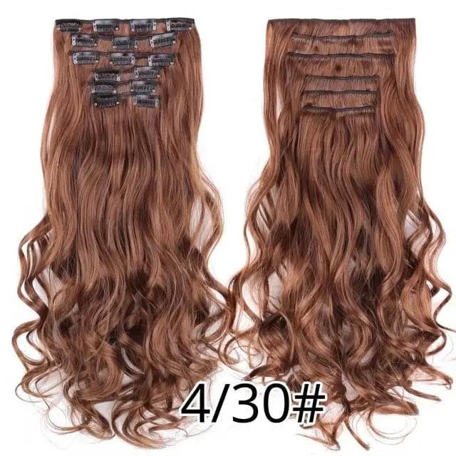 22 Inch Clip in Body Wave Synthetic Hair Extensions Set - Image 14