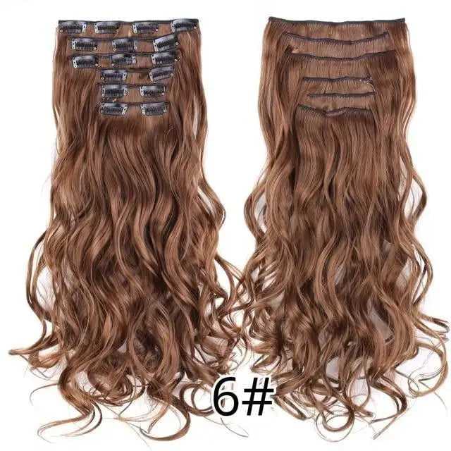 22 Inch Clip in Body Wave Synthetic Hair Extensions Set - Image 15