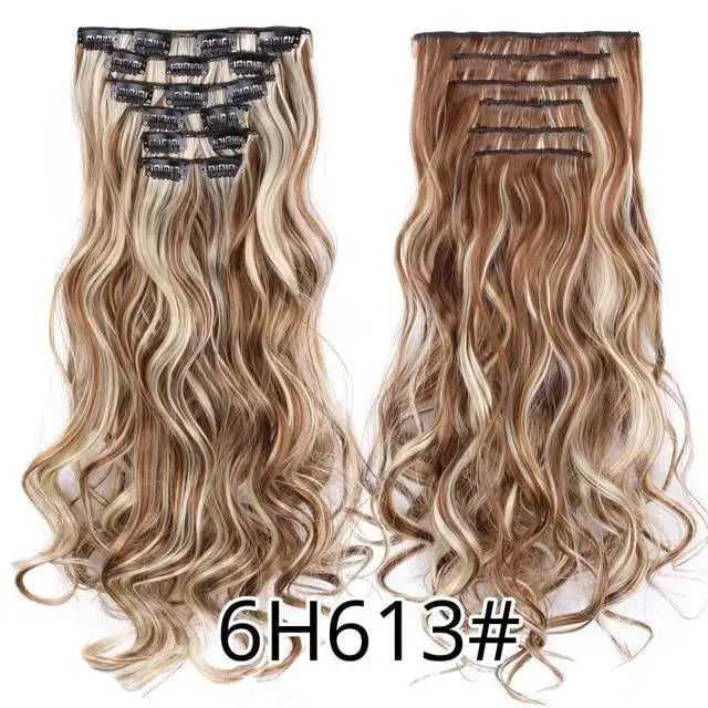 22 Inch Clip in Body Wave Synthetic Hair Extensions Set - Image 16