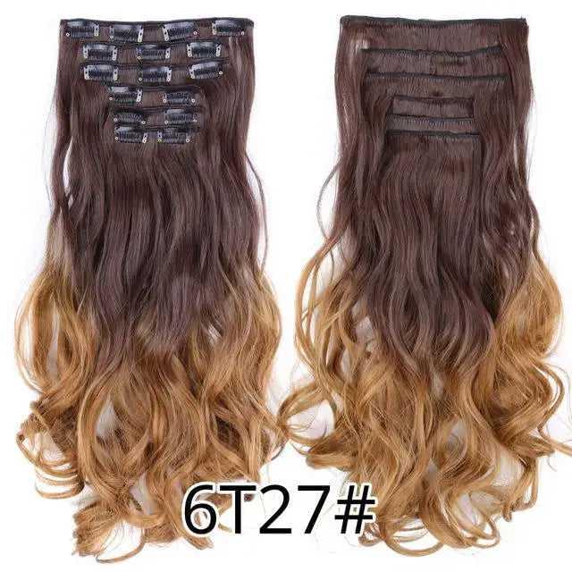 22 Inch Clip in Body Wave Synthetic Hair Extensions Set - Image 17