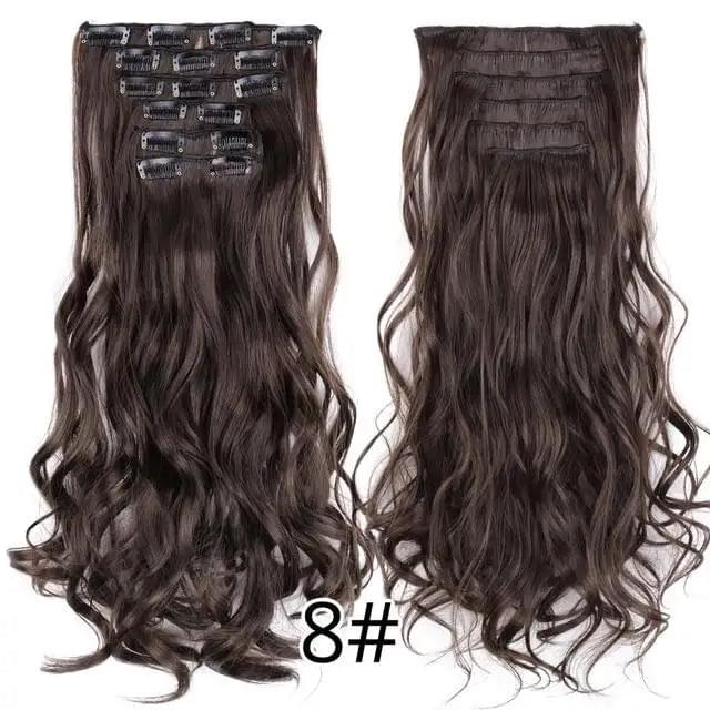 22 Inch Clip in Body Wave Synthetic Hair Extensions Set - Image 18