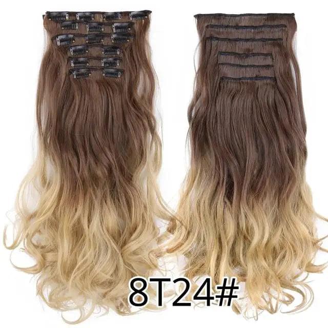 22 Inch Clip in Body Wave Synthetic Hair Extensions Set - Image 19
