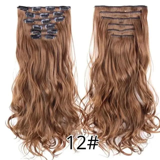 22 Inch Clip in Body Wave Synthetic Hair Extensions Set - Image 21