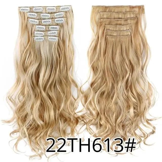 22 Inch Clip in Body Wave Synthetic Hair Extensions Set - Image 22