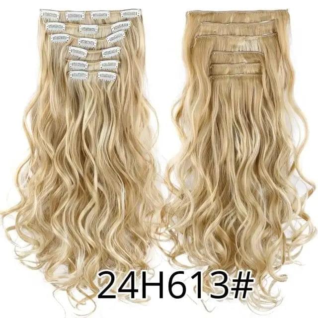 22 Inch Clip in Body Wave Synthetic Hair Extensions Set - Image 23