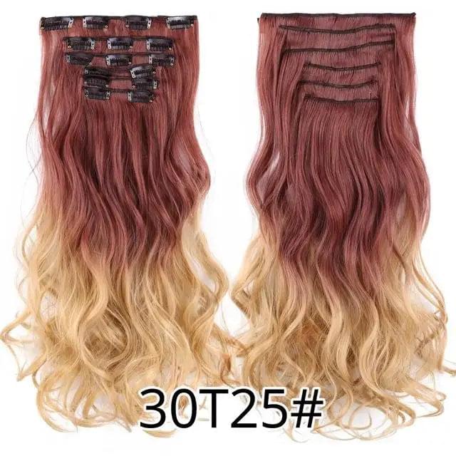 22 Inch Clip in Body Wave Synthetic Hair Extensions Set - Image 25