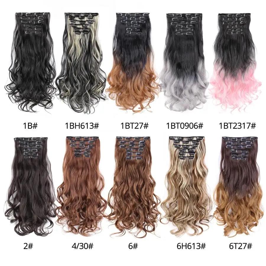 22 Inch Clip in Body Wave Synthetic Hair Extensions Set - Image 4