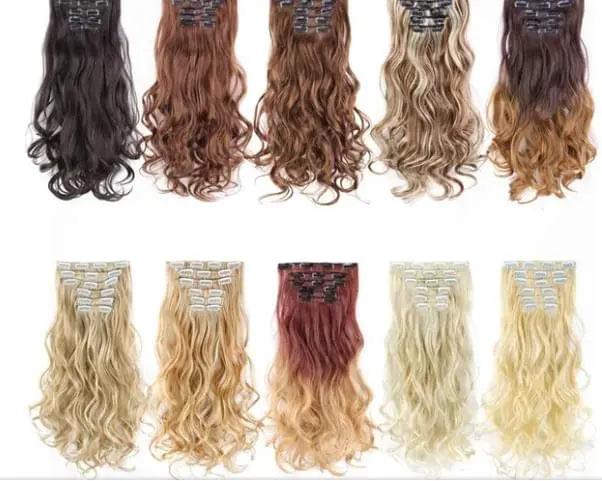 22 Inch Clip in Body Wave Synthetic Hair Extensions Set - Image 5