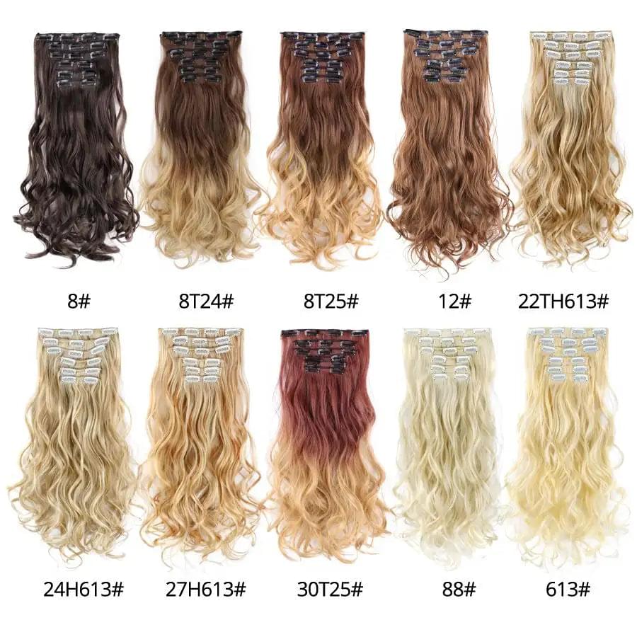 22 Inch Clip in Body Wave Synthetic Hair Extensions Set - Image 6