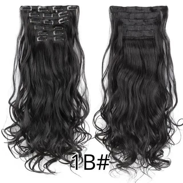 22 Inch Clip in Body Wave Synthetic Hair Extensions Set - Image 8