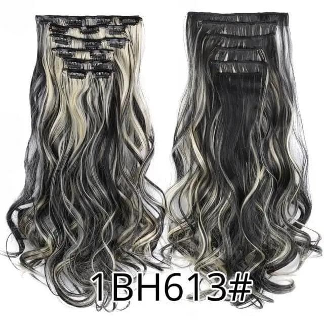 22 Inch Clip in Body Wave Synthetic Hair Extensions Set - Image 9