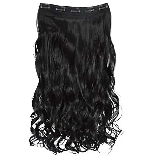 3/4 Curly Wavy Clips in on Synthetic Hair Extensions - Image 24