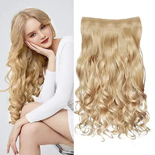 3/4 Curly Wavy Clips in on Synthetic Hair Extensions - Image 29