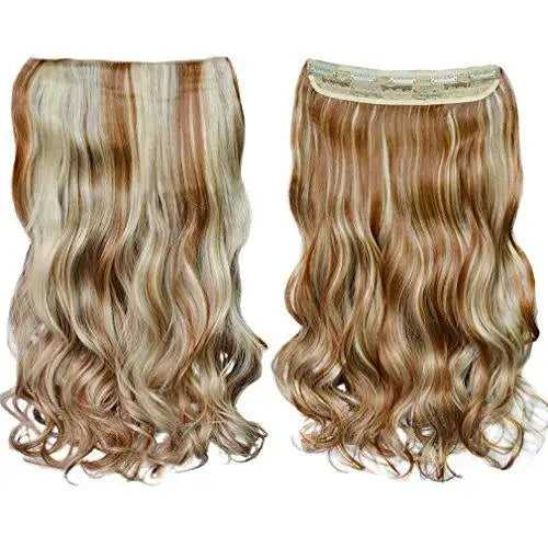 3/4 Curly Wavy Clips in on Synthetic Hair Extensions - Image 32