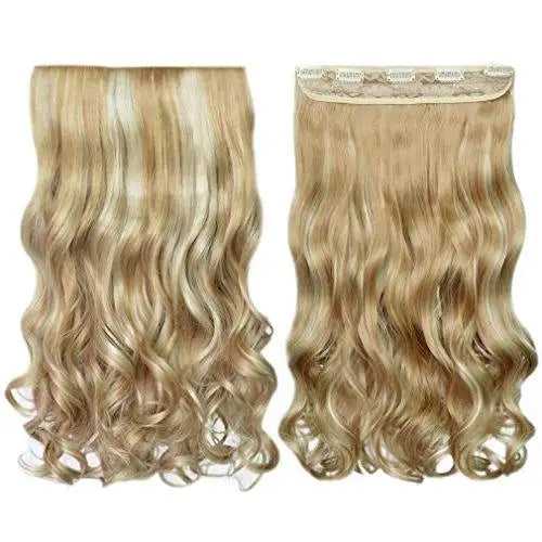 3/4 Curly Wavy Clips in on Synthetic Hair Extensions - Image 36