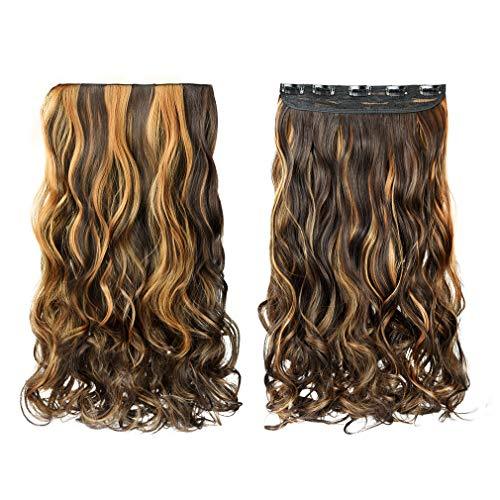 3/4 Curly Wavy Clips in on Synthetic Hair Extensions - Image 42