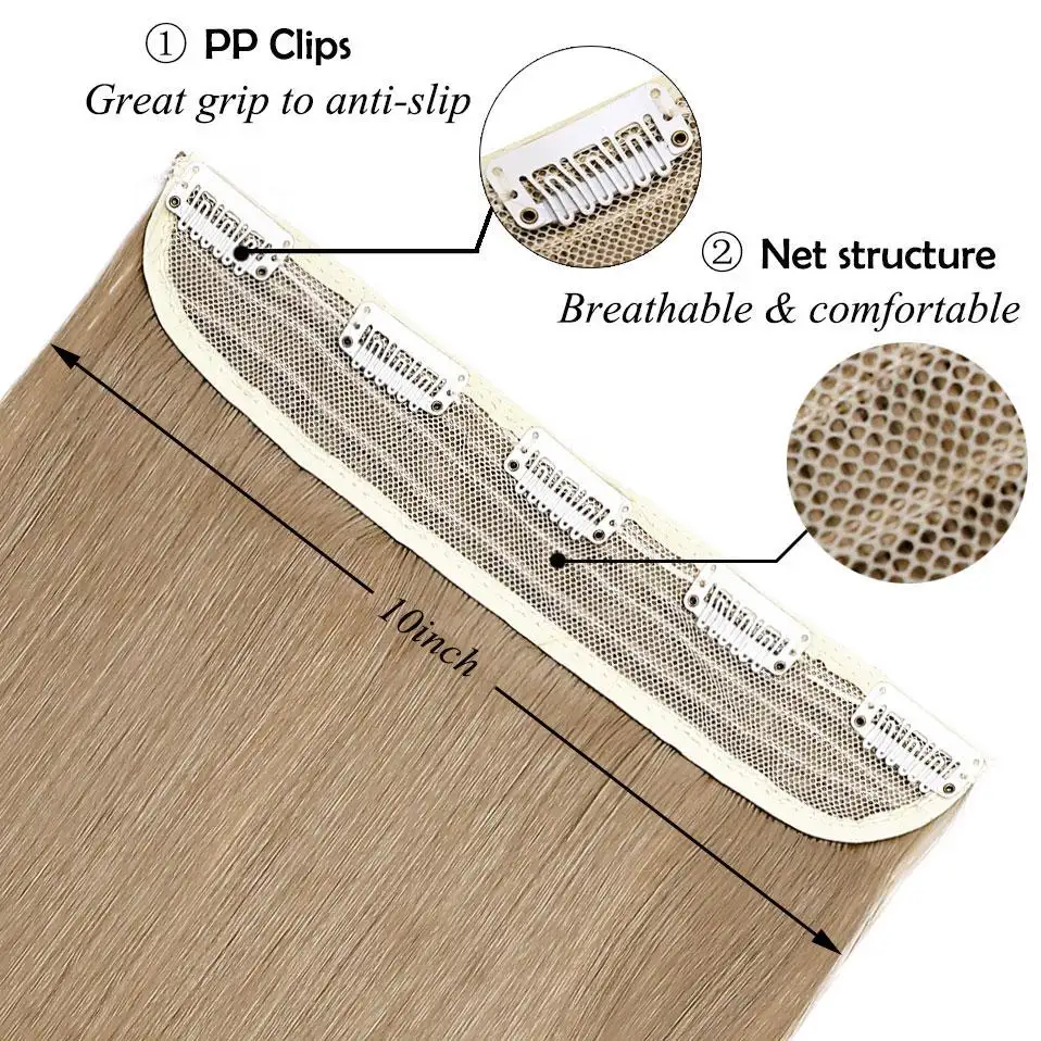 Extra-long straight 5-clip in one-piece Synthetic hair extension piece - Image 3
