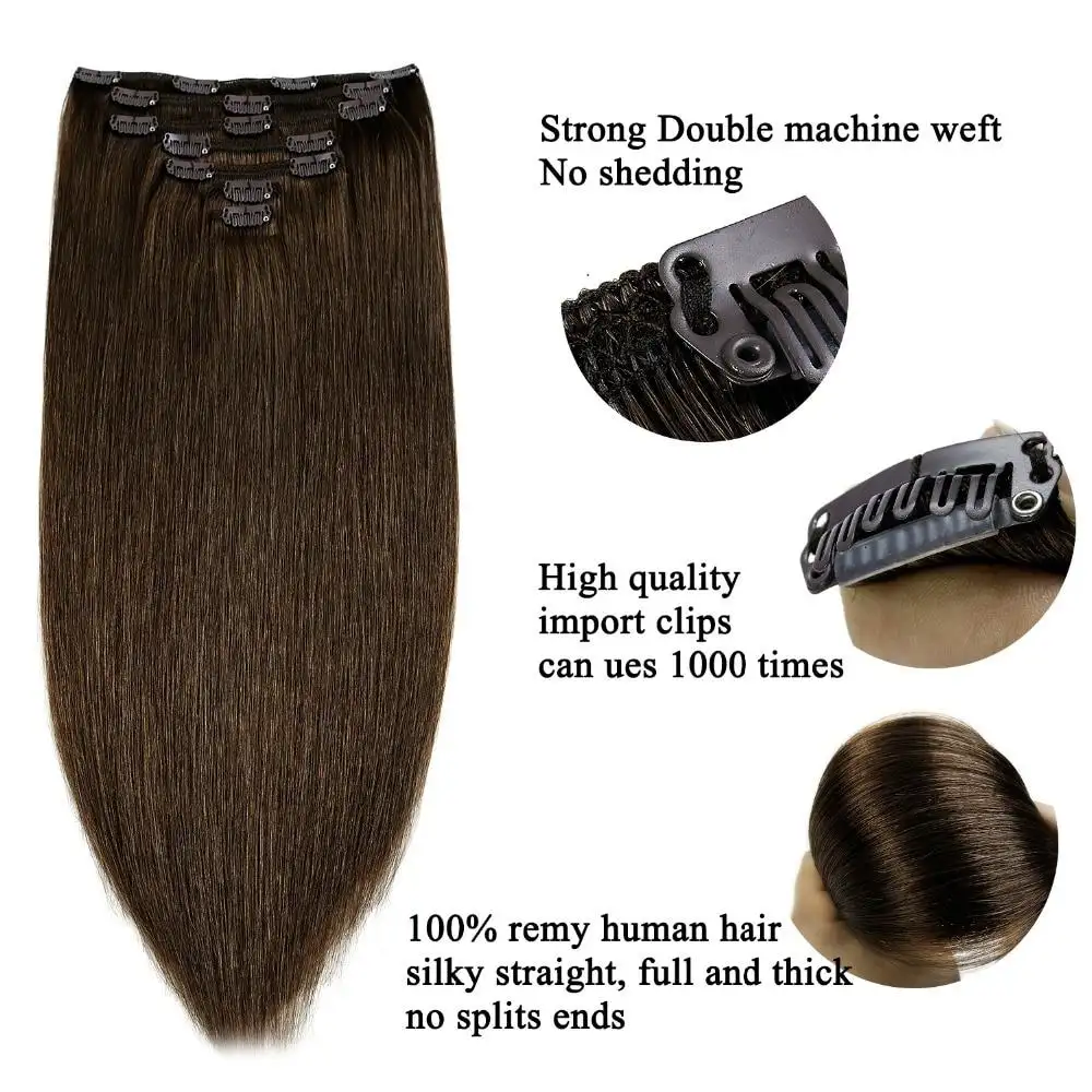 Natural Straight Double Drawn Remy Ombre Clip In Human Hair Extensions - Image 6