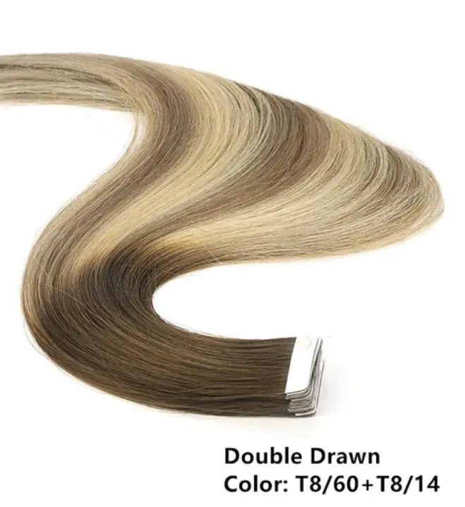 Ombre Baylage 10PCS Remy Tape In Human Hair Extensions - Image 4
