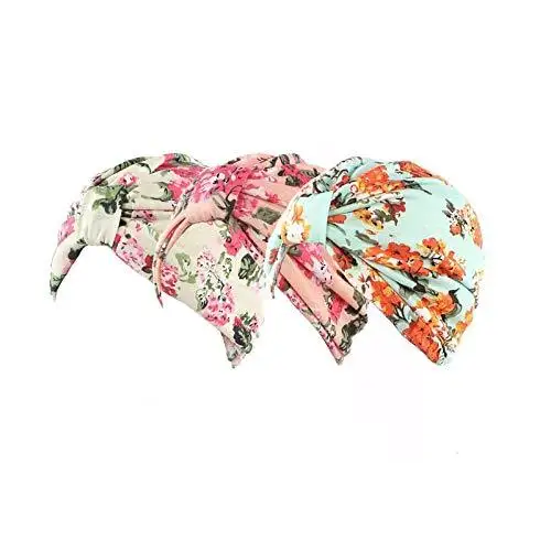 Printed Leopard and Assorted Print Cotton Turban Sleep Cap - Image 10