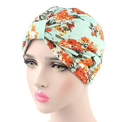 Printed Leopard and Assorted Print Cotton Turban Sleep Cap - Image 13
