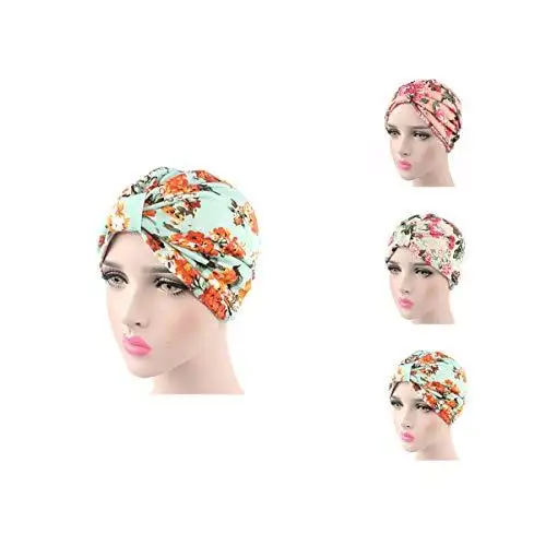 Printed Leopard and Assorted Print Cotton Turban Sleep Cap - Image 15