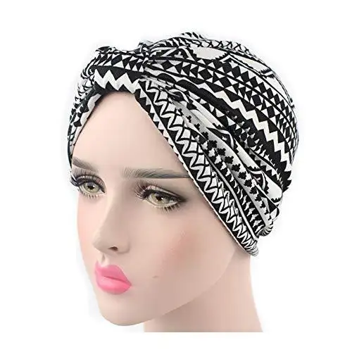 Printed Leopard and Assorted Print Cotton Turban Sleep Cap - Image 18