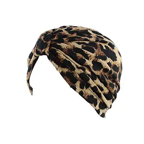 Printed Leopard and Assorted Print Cotton Turban Sleep Cap - Image 3