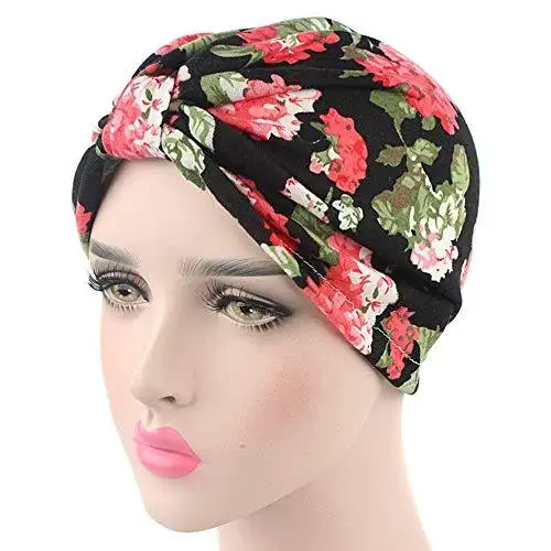 Printed Leopard and Assorted Print Cotton Turban Sleep Cap - Image 9