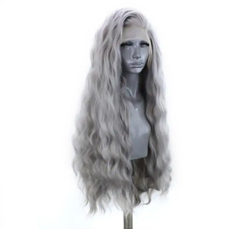 Sage - Water Wave Silver Grey Synthetic Heat Resistant Lace Front Wig With Natural Hairline - Image 6