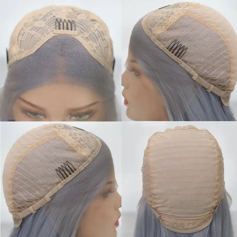 Sage - Water Wave Silver Grey Synthetic Heat Resistant Lace Front Wig With Natural Hairline - Image 7