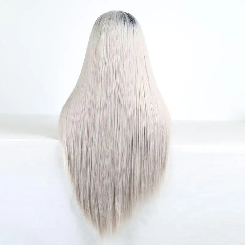 Two Tone Grey Synthetic Lace Front with Side Part - Image 4